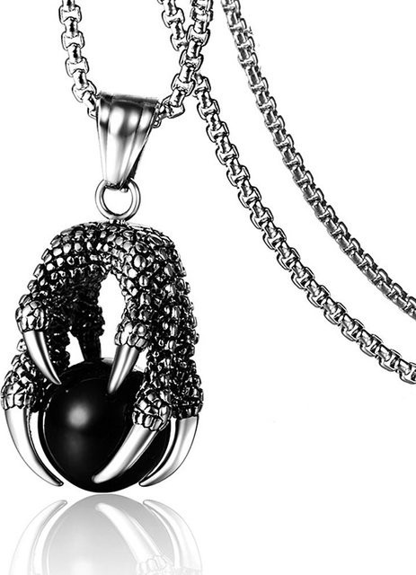 Wucifang Jewelry Halskette Edelstahl, Drachenklaue, Kristall, Schwarz, Herren, 60cm - Bild 1