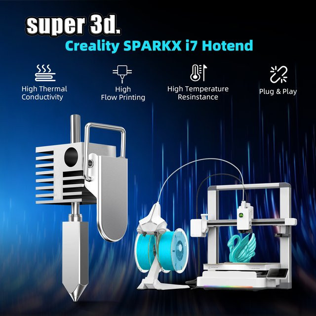 Creality SPARKX I7 Schnellwechsel-Hotend für 3D-Drucker mit 0,4mm Düse aus Kupferlegierung und gehärtetem Stahl in Silber - Bild 1