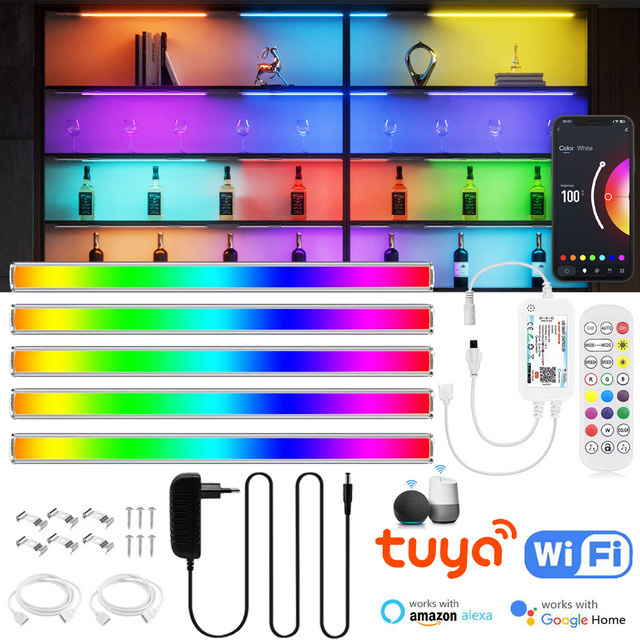YSRSAI Tuya Smart RGB LED Schrankleuchte mit App-Steuerung und Fernbedienung, dimmbar, Multicolour, für Küche und Kleiderschrank, kompatibel mit Amazon Alexa - Bild 1