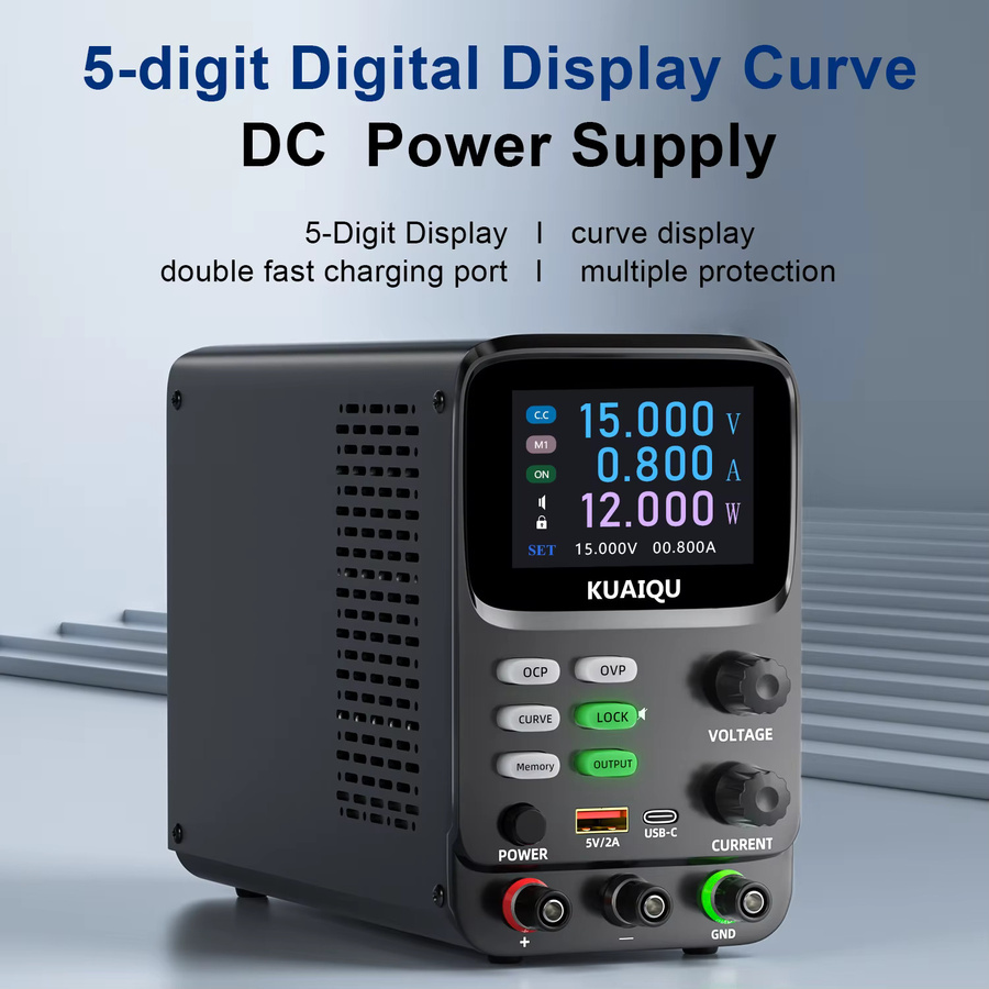 KUAIQU Programmierbare DC-Bench-Stromversorgung mit 4 Speichern, 5-Bit-Hochpräzisionsanzeige, μA-Strommessung, Low Ripple und OCP/OVP-Schutz, Schwarz, 30V - Bild 6