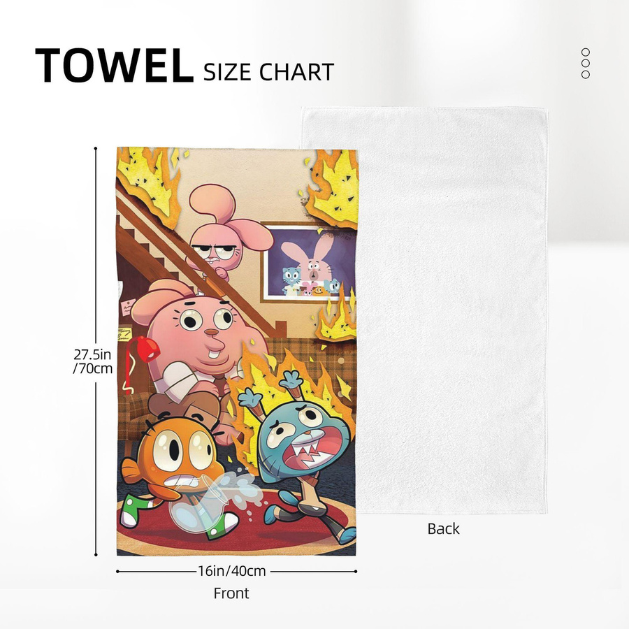 Ka Chen Muxi Gumball Cartoon Handtuch aus Baumwolle, schnelltrocknend und atmungsaktiv, B: 30 cm, H: 60 cm - Bild 3