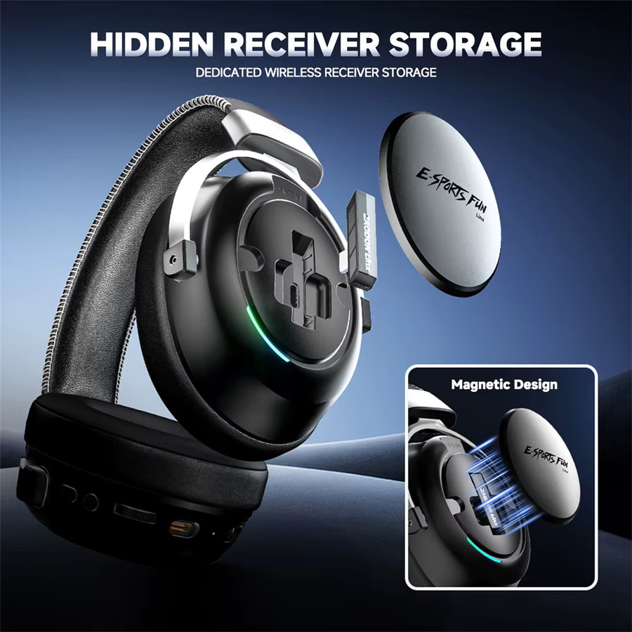 HAAYOT Kabelloser Gaming-Kopfhörer mit Bluetooth 6.0, 53-mm-Titan-Treiber, 7.1 Virtual Surround Sound und 15 ms Zero-Latency in Schwarz für PC, PS5 und Mobile - Bild 2
