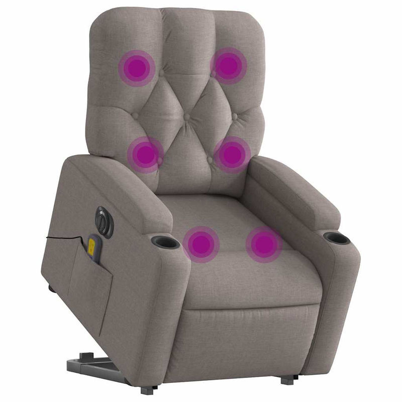 Vidaxl Elektrischer Massagesessel mit Aufstehhilfe in Taupe Meliert aus Stoff - Bild 6