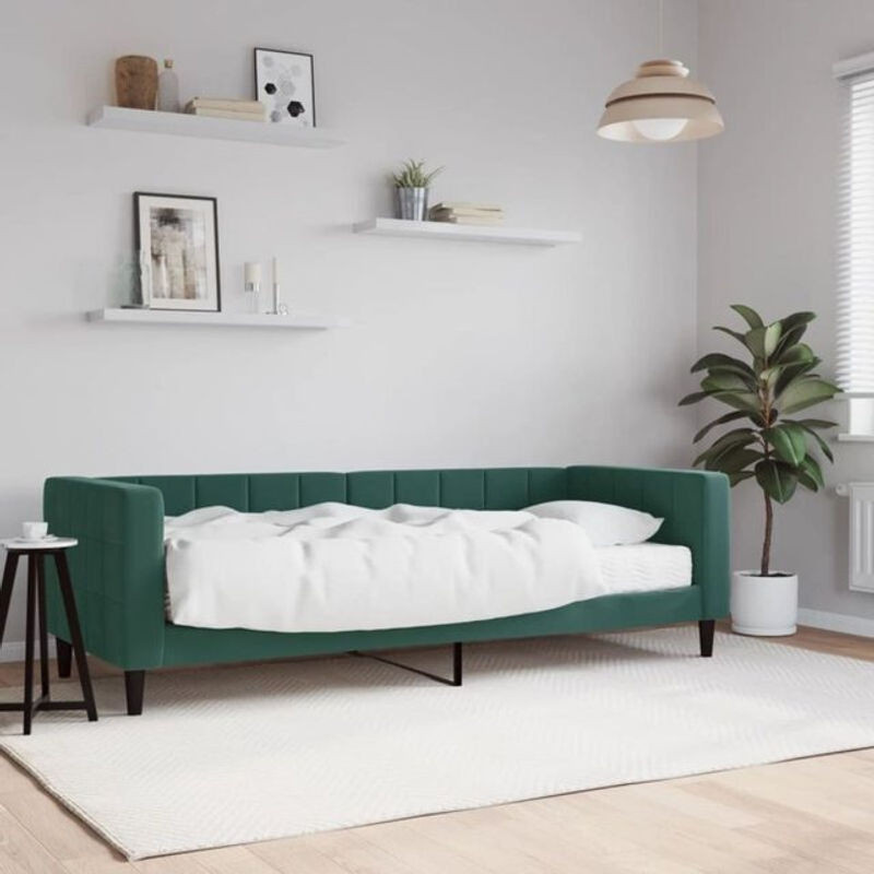Modernes Polsterbett mit Matratze von vidaxl aus Samt und Metall in Grün, B/T/H: 200 x 80 x 90 cm - Bild 1