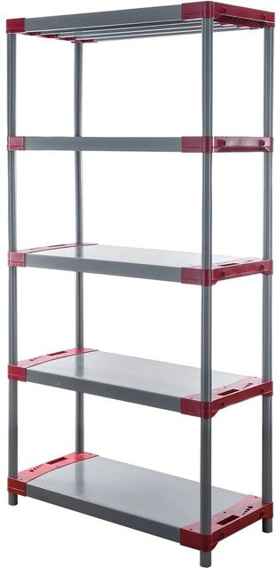 PROREGAL Kunststoffregal Big Grey Bear in Grau/Rot, H x B x T: 180 x 90 x 46 cm - Bild 1