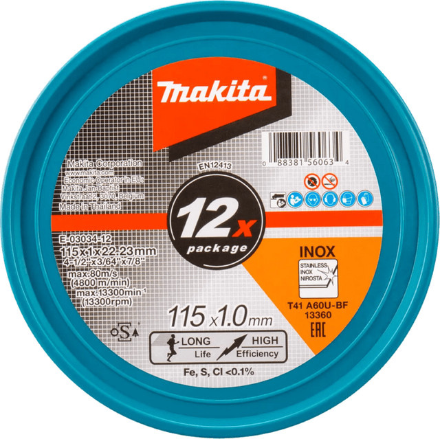Makita Trennscheibe für Edelstahl, 12er-Set, Durchmesser: 115 mm - Bild 1