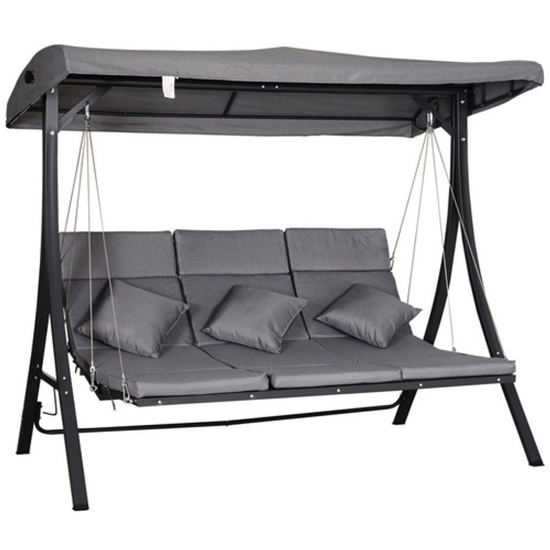 Outsunny Hollywoodschaukel aus Metall in Grau mit Sonnendach und Kissen, B/H/T: 200 x 168 x 115 cm - Bild 7