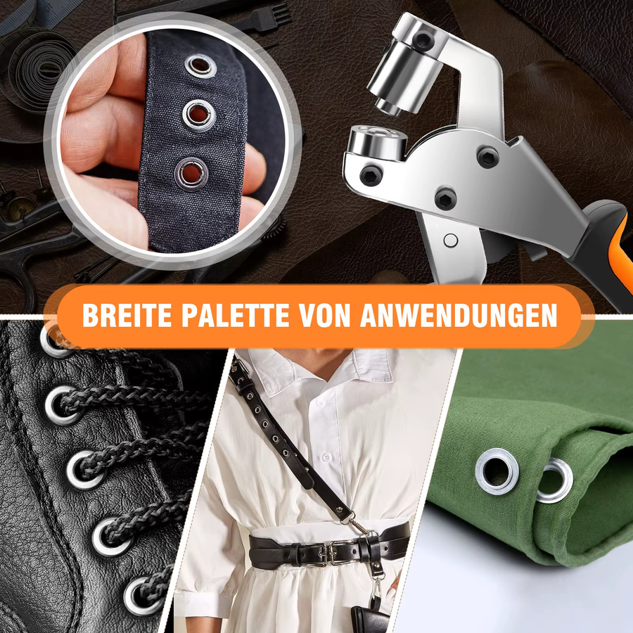 Nietzange und Lochzangen-Set in Silber aus Metall inklusive 500 Stück 10-mm-Nieten für Zelte, Vorhänge, Segeltuch, Leder und Textilien - Bild 4