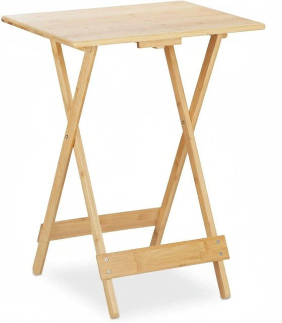 Relaxdays Klapptisch aus Bambus in Natur, rechteckig, B/T/H: 63,5 x 48 x 38 cm - Bild 1