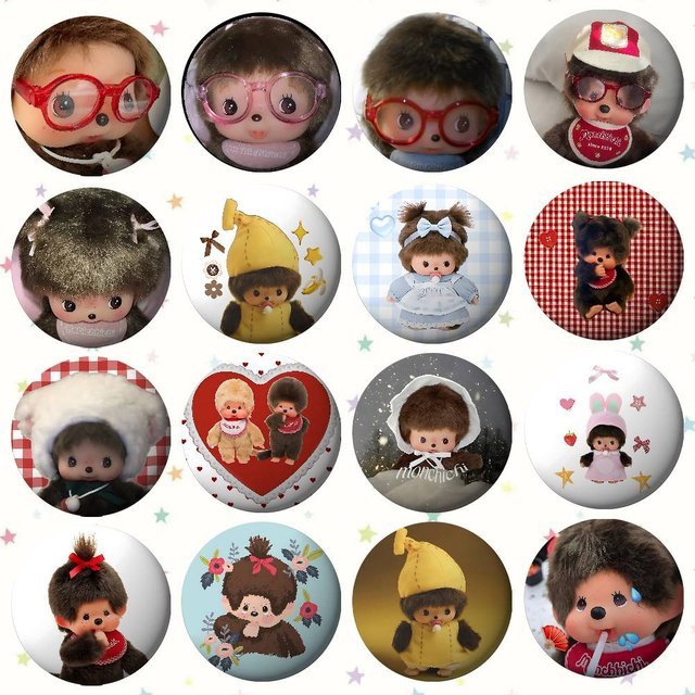52TOYS Brosche, Weißblech, Metall, M-monchhichis-s Abzeichen - Bild 1