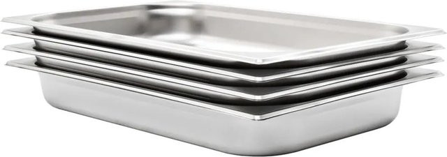 vidaXL Gastronormbehälter Set aus Edelstahl, 4 Stück, Farbe Silber, GN 1/1, Höhe: 6,5 cm - Bild 1