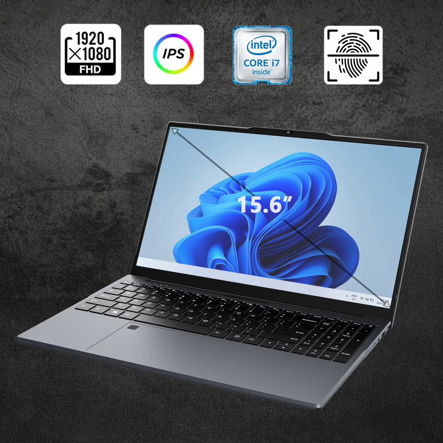 15,6 Zoll Laptop mit Intel i7-6500U, 16 GB RAM und 1 TB SSD, Windows 11, Notebook mit Hintergrundbeleuchtung und Fingerabdrucksensor - Bild 2