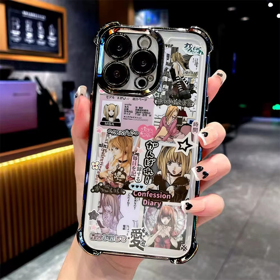 Anime Misa Death Note Schutzhülle für iPhone 17 Air 16 15 14 13 12 11 Pro Max Plus Mini in Multicolour mit Acryl-Abdeckung und Anti-Fall-Schutz - Bild 2