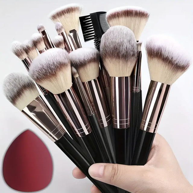 Make-up-Pinsel-Set, 20-teilig, für Lidschatten, Foundation, Concealer, Rouge, Kabuki-Pinsel, Damen - Bild 1