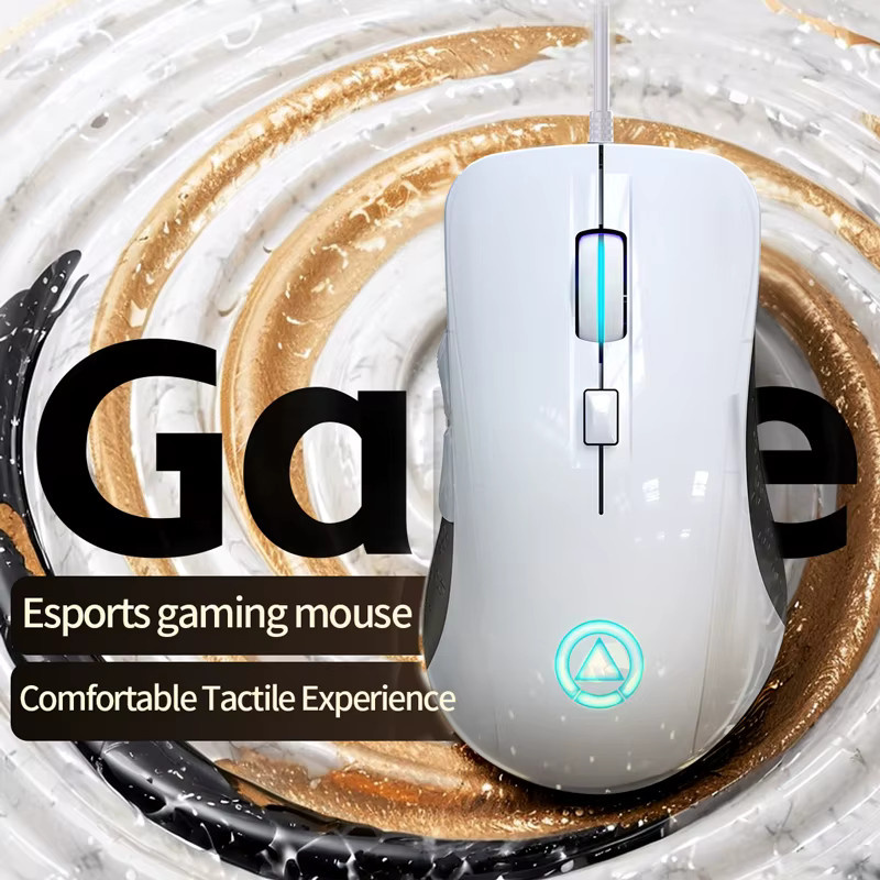 YINDIAO RGB Gaming Maus mit LED-Hintergrundbeleuchtung, ergonomische optische USB-Maus in Weiß für PC und Laptop - Bild 2