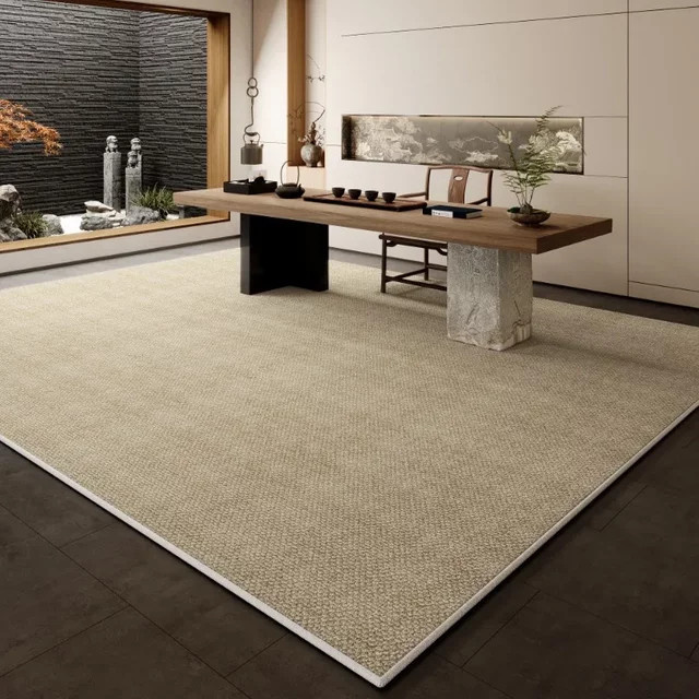 Minimalistischer Teppich in Beige für Wohnzimmer, Schlafzimmer oder Büro von Yng 양자 - Bild 1