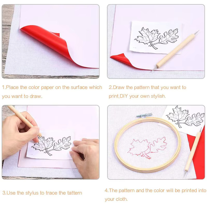 10 Stück Wasserlösliches Carbonpapier für Stickereien und DIY Stofftransfer, NOTIONSLAND, Mehrfarbig - Bild 3