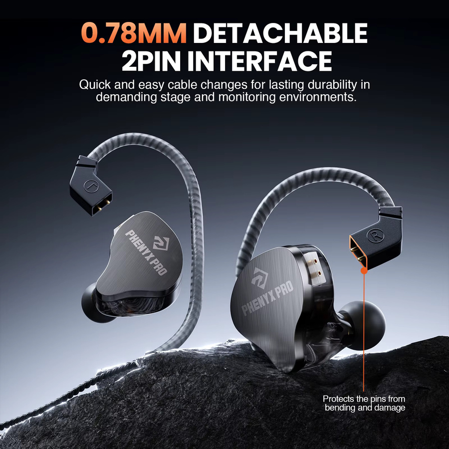 Phenyx Pro PME-20 Hybride Dual-Driver In-Ear-Ohrhörer mit Kabel und abnehmbarem 2-Pin-Kabel für HiFi-Stereo-Sound - Bild 2