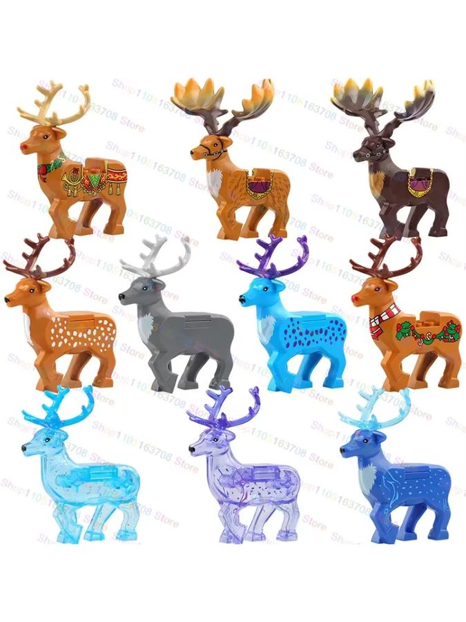 DR.TONG BrickXmas Tiere Serie MOC Baustein Modell mit Hirsch, Elch und Rentier in Multicolor als Weihnachtsgeschenk für Kinder - Bild 2