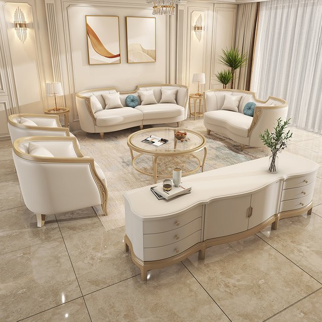 Modernes 2-Sitzer Designer-Luxussofa von DUTRIEUX in Weiß mit Stoffbezug und passenden Zierkissen - Bild 1