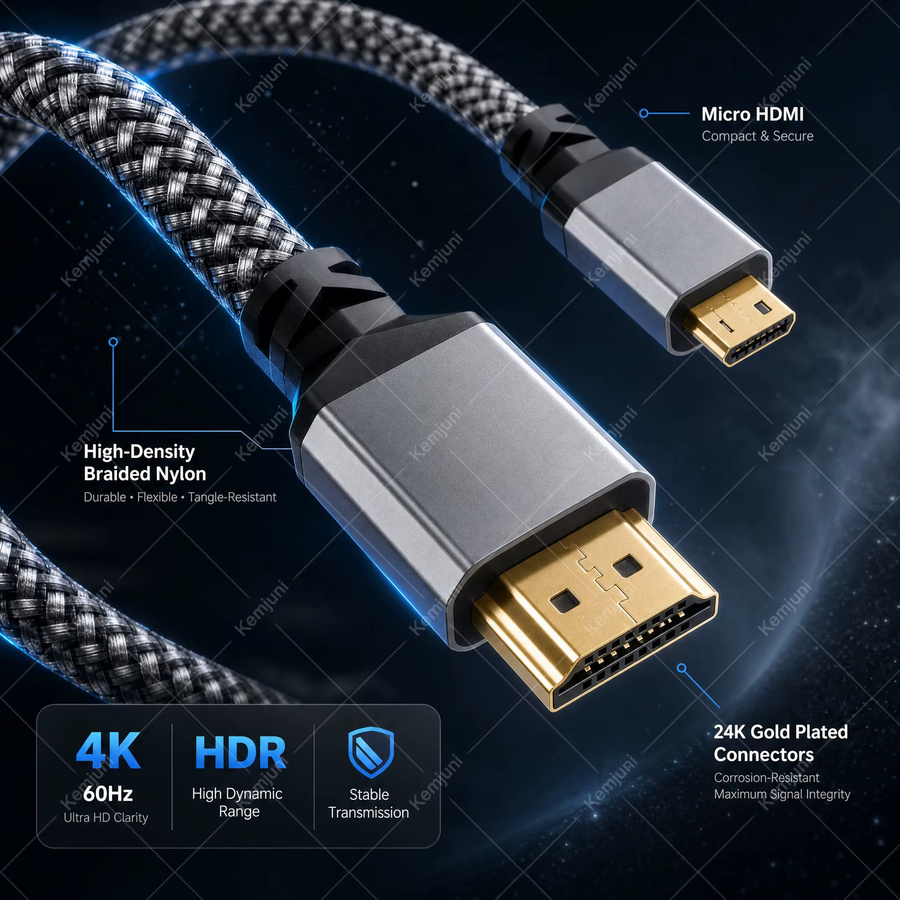 HDMI 2.0 Kabel Set mit HDMI, Mini HDMI und Micro HDMI Anschlüssen in Schwarz für 4K 60Hz Auflösung - Bild 2
