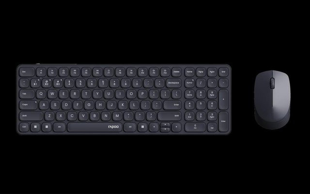 Rapoo 9310M Kabelloses Multi-Mode Tastatur und Maus Set mit Bluetooth, Ergonomisch, QWERTZ (DE), Dunkelgrau - Bild 1