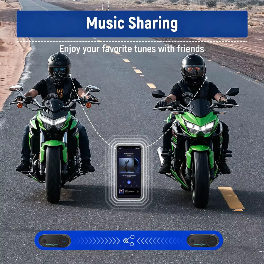 Freedconn T Com VB Bluetooth Intercom Headset für Motorradhelme mit Musik-Sharing in Schwarz - Bild 2