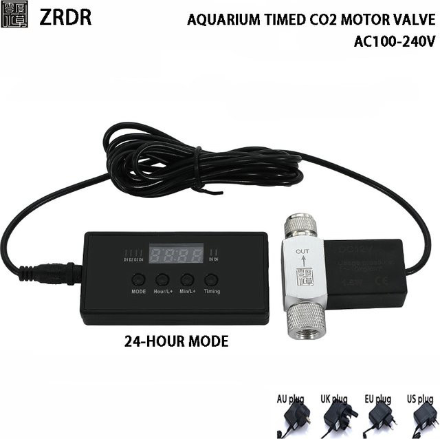 ZRDR Elektrisches CO2-Ventil für Aquarien mit Digitalanzeige und Zeitschaltuhr, Blasenregler und CO2-Generator-Steuerung, Schwarz - Bild 1