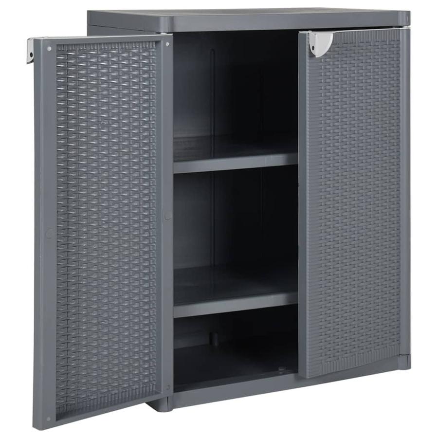 Vidaxl Gartenschrank aus Rattan und Polypropylen, Grau, B: 65 cm, T: 45 cm, H: 88 cm - Bild 4