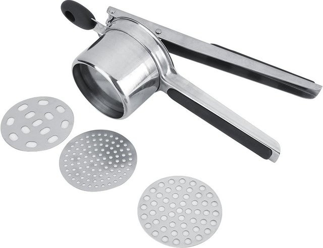 TOMTOP JMS Handkartoffelpresser aus Edelstahl mit ergonomischem Griff in Weiß und Silber - Bild 1