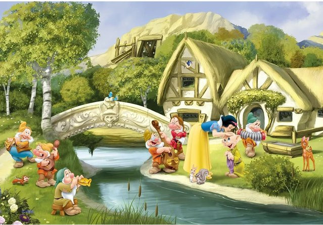 Disney Fototapete Schneewittchen in Grün und Weiß, B: 368 cm, H: 254 cm - Bild 1