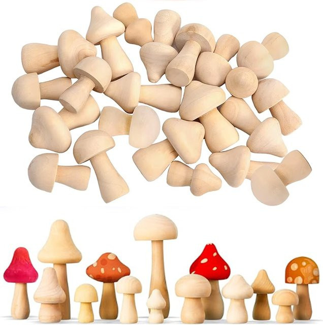 Holzpilz-Set, 30-teiliges Set, unlackiertes Holzspielzeug - Bild 1
