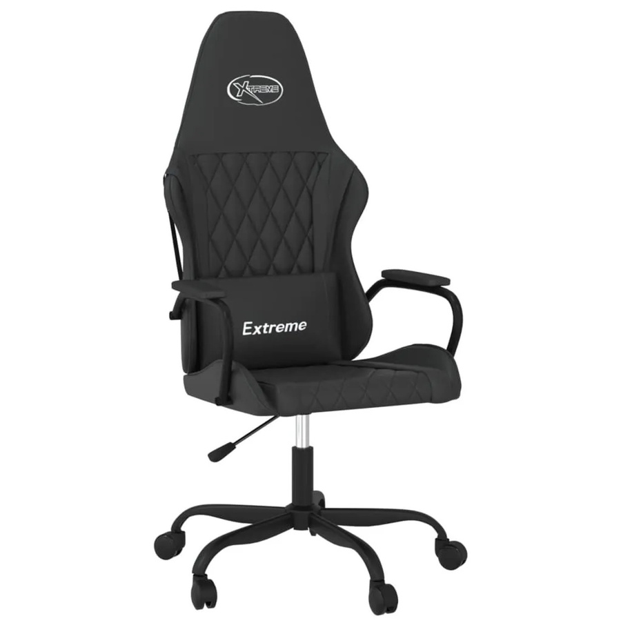 vidaXL Gaming-Stuhl in Schwarz aus Kunstleder mit Kopfstütze und 360-Grad-Drehfunktion - Bild 2
