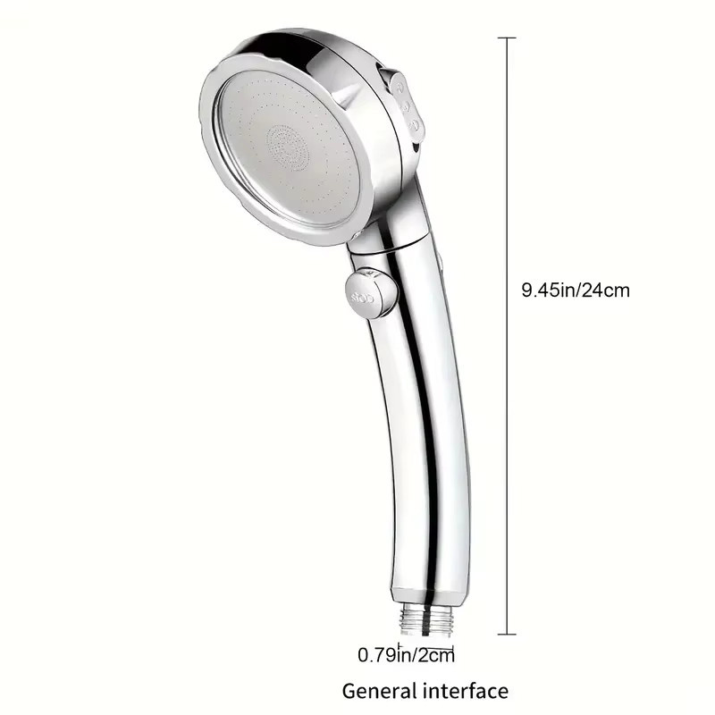 Diamond Silver 3-Modus-Booster-Duschkopf mit Ein-Knopf-Wasserstopp für dein Badezimmer - Bild 5
