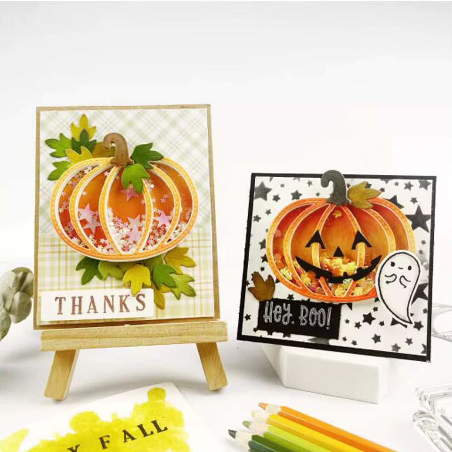 Metall Stanzformen für Scrapbooking und DIY Bastelarbeiten mit Ahornblättern und Kürbis-Motiven für Halloween und Dekorationen - Bild 2