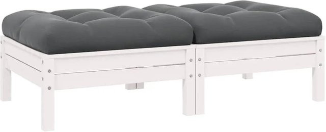 vidaXL 2-Sitzer-Gartensofa aus massivem Kiefernholz mit Kissen in Weiß - Bild 1