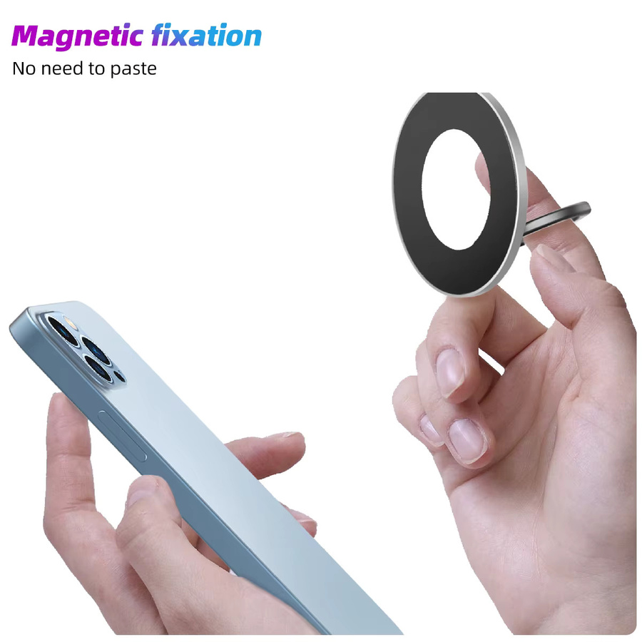 WSSHE Magnetischer Telefonhalter mit Fingerring und MagSafe-Unterstützung für kabelloses Laden, Schwarz - Bild 2