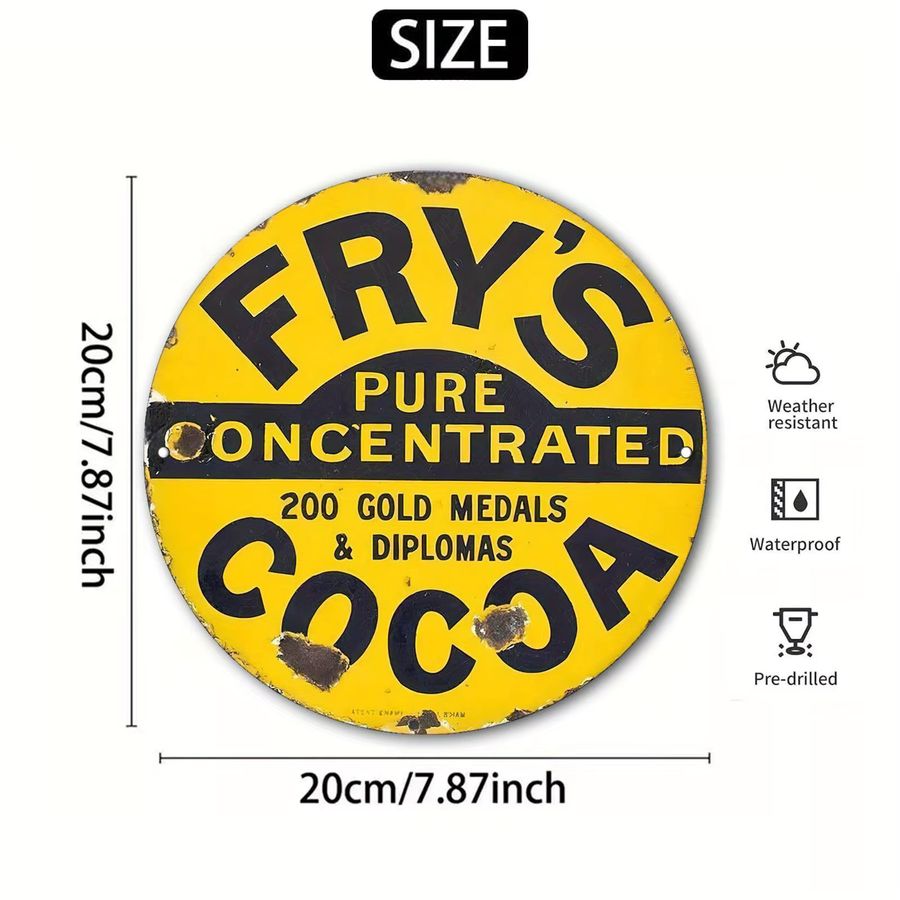 Vintage Fry'S Pure Concentrated Cocoa Aluminium-Wanddekoration, rund, Durchmesser: 19,99 cm - Bild 3