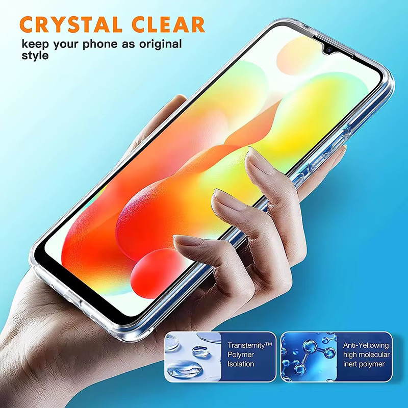 Transparente Silikonhülle mit Hybrid PC Hard Coque für Xiaomi Redmi 12C 13C 14C 10C 9A 9C 8 8A Redmi Note 8 9 10 11 12 13 14 Pro mit 360 Grad Vollabdeckung - Bild 3