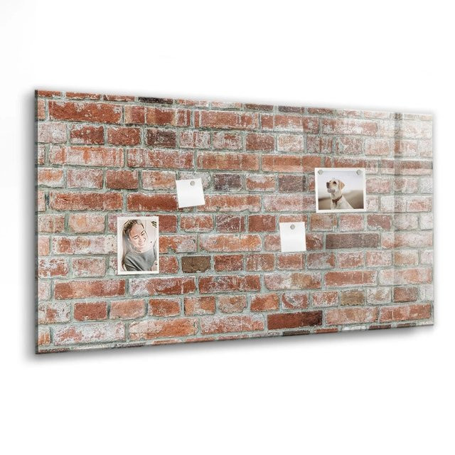 Tulup Glas Magnettafel Ziegelmauer Design, B: 120 cm, H: 60 cm - Bild 1