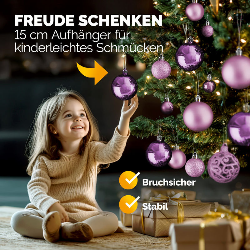 CASARIA Weihnachtskugeln Rosa 100-teiliges Set aus Kunststoff für die Weihnachtsdekoration - Bild 4