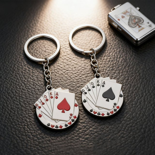 diffone Schlüsselanhänger Metall, Poker-Karten, Unisex - Bild 1