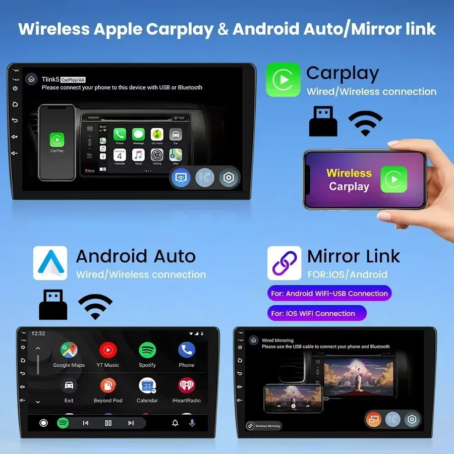 KUNFINE 2Din Android Auto Radio für Chevrolet Spark Beat 2019-2020 mit GPS Navigation, Multimedia Video Player und Carplay, Schwarz - Bild 2