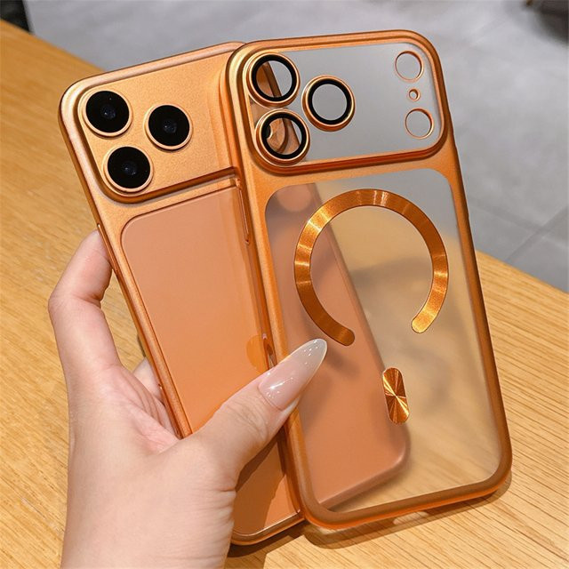 Matte magnetische Schutzhülle mit Plattierung für Apple iPhone 17 Air in Silber oder Orange mit MagSafe Kompatibilität - Bild 1