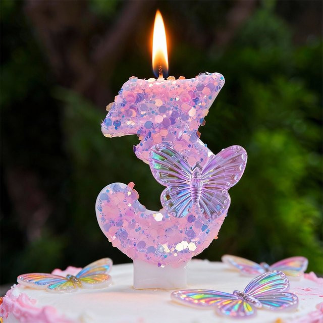 Potdemiel 3D Schmetterlingskerze als dekorative Tortendekoration für Hochzeit, Geburtstag und Party - Bild 1