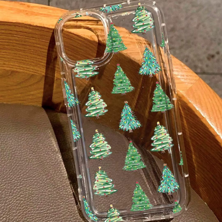 Transparente TPU Handyhülle mit grünem Weihnachtsbaum-Muster für iPhone Modelle - Bild 2