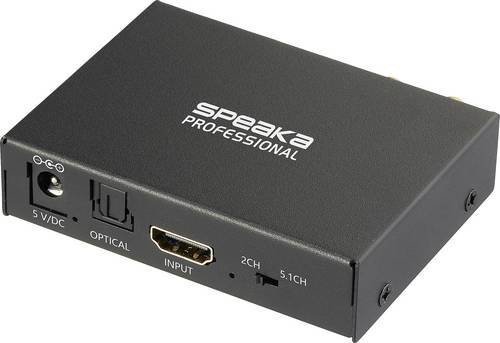 SpeaKa Professional SP-HDS-300 HDMI Splitter 1x2 mit Audio-Extraktion, 4K Ultra HD, Schwarz - Bild 1