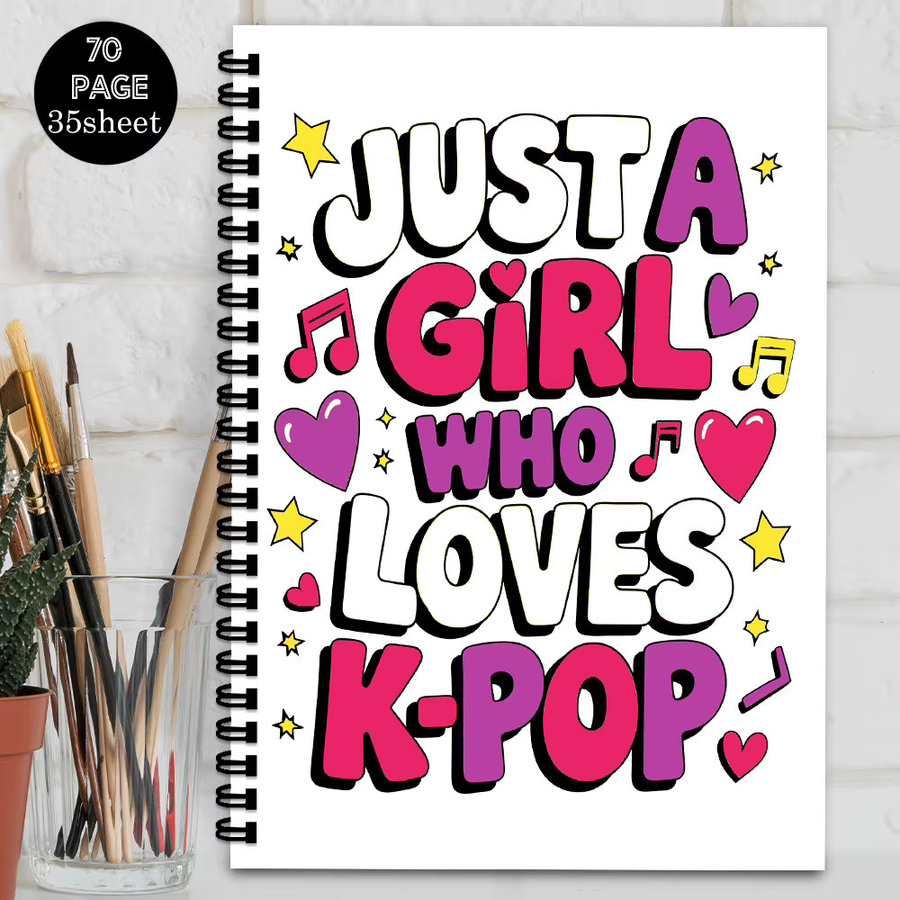 Spiral-Notizbuch im K-POP-Stil mit Sternen- und Herz-Motiv, A5, Softcover, liniertes Papier, Multicolour - Bild 2