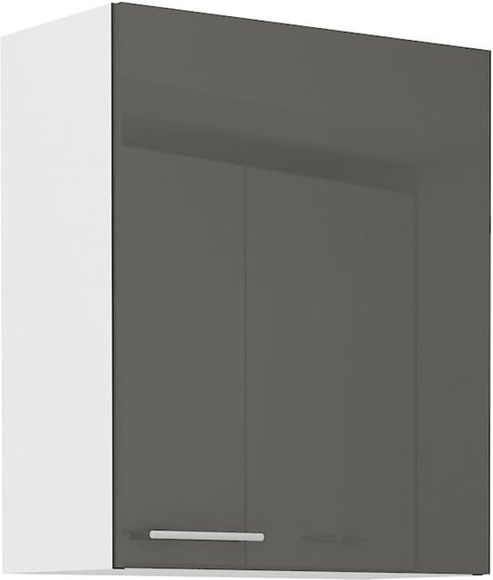 Küchen Hängeschrank Lara in Grau Hochglanz und Weiss Matt mit 2 Einlegböden, Breite: 60 cm - Bild 1