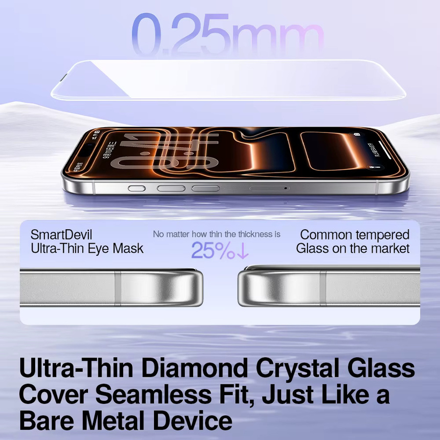 SmartDevil Anti-Blaulicht-Temperierglasfolie für iPhone 17, iPhone 17 Pro Max und iPhone Air, transparent, randloser Displayschutz - Bild 2